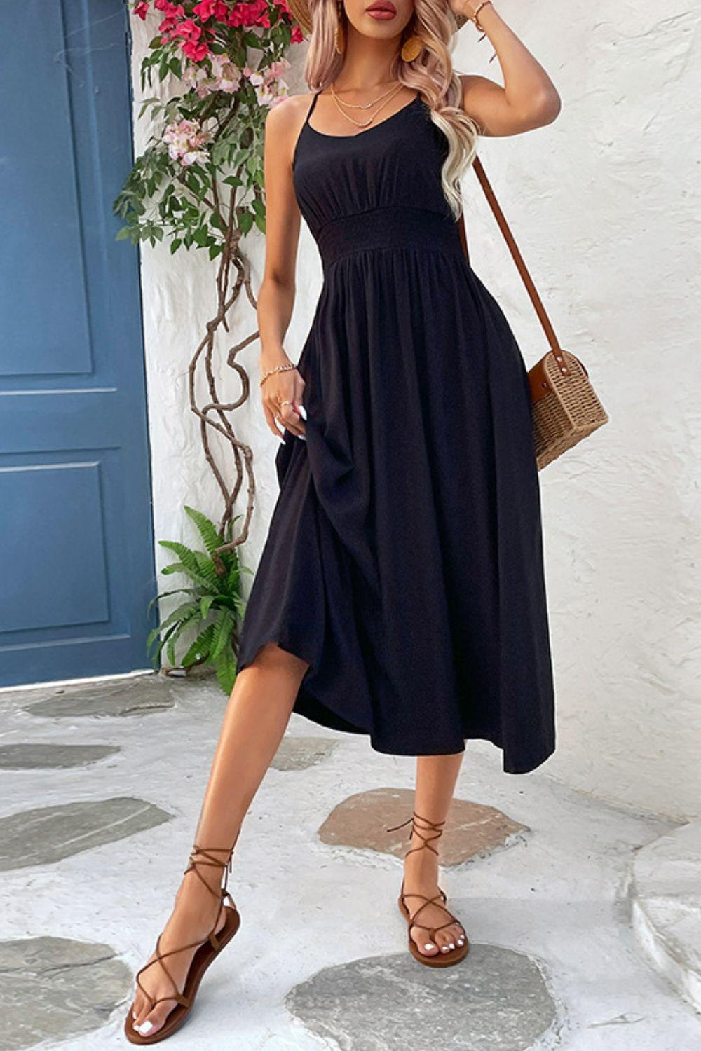 Spaghetti Strap Scoop Neck Midi Dress BLUE ZONE PLANET