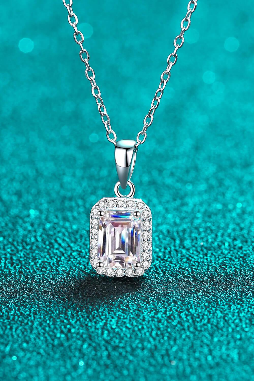 Square Moissanite Pendant Chain Necklace BLUE ZONE PLANET