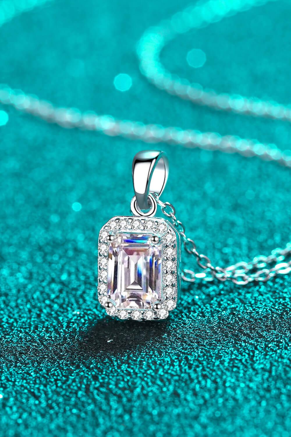 Square Moissanite Pendant Chain Necklace BLUE ZONE PLANET