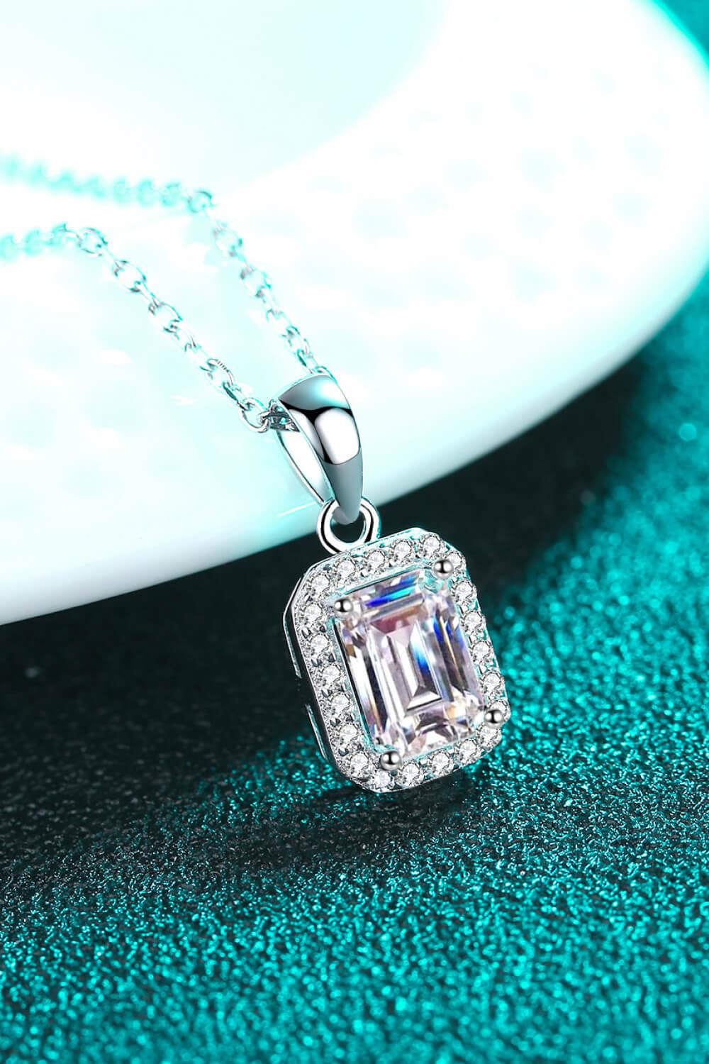 Square Moissanite Pendant Chain Necklace BLUE ZONE PLANET