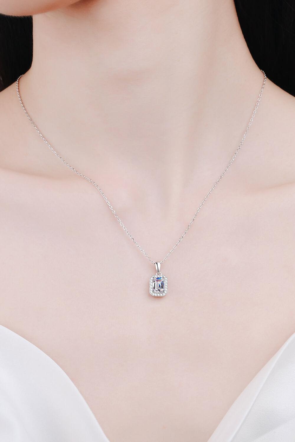 Square Moissanite Pendant Chain Necklace BLUE ZONE PLANET