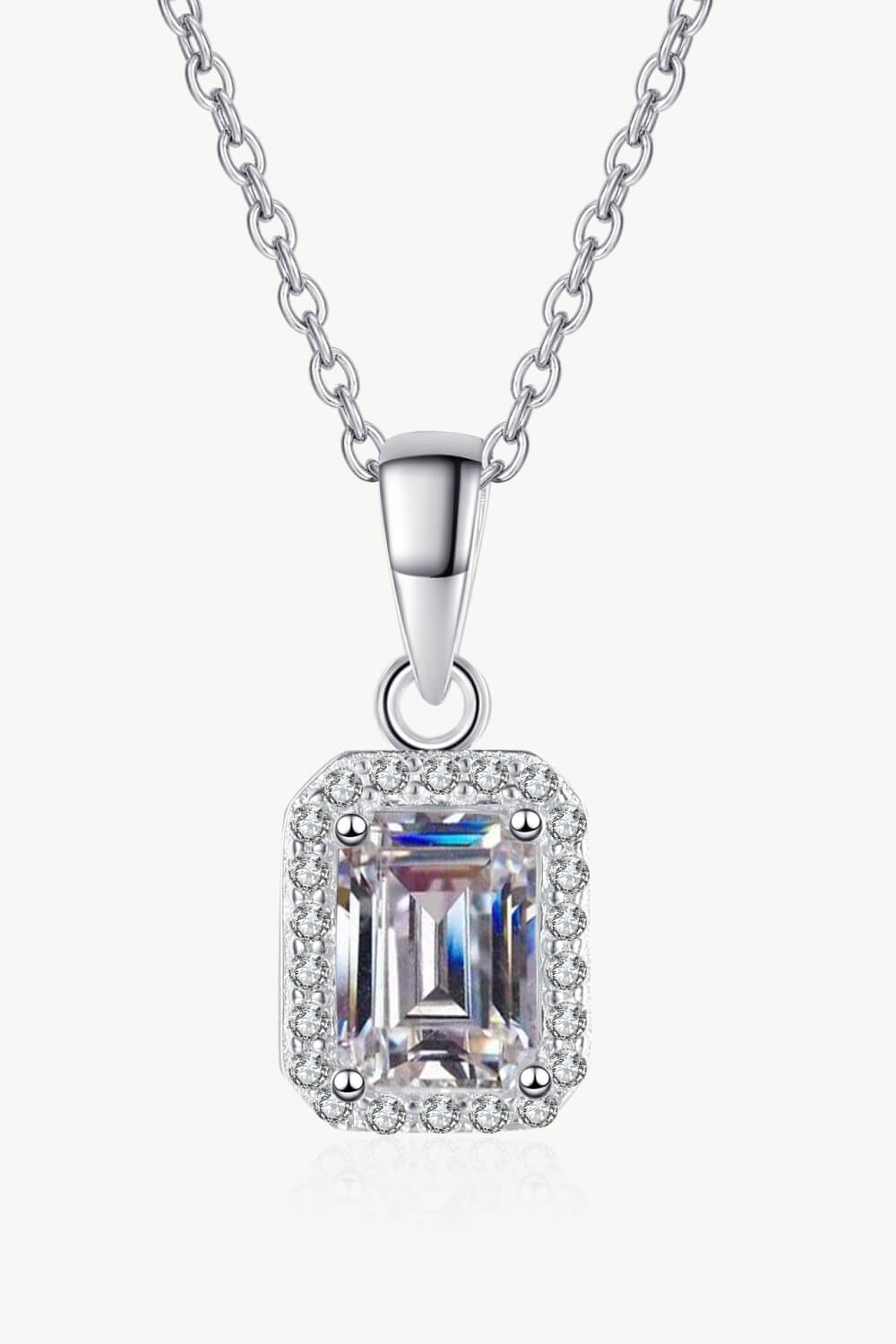 Square Moissanite Pendant Chain Necklace BLUE ZONE PLANET