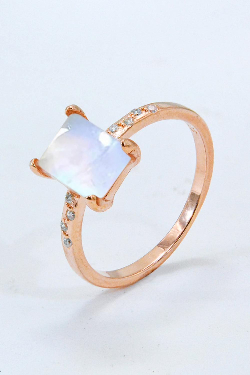 Square Moonstone Ring BLUE ZONE PLANET