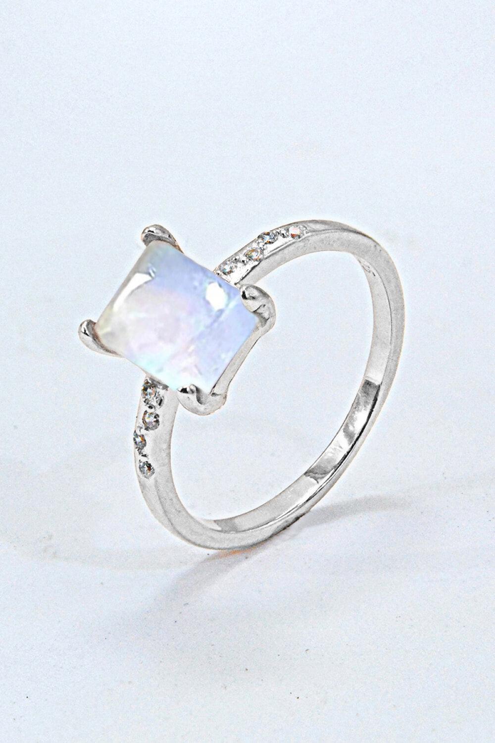 Square Moonstone Ring BLUE ZONE PLANET