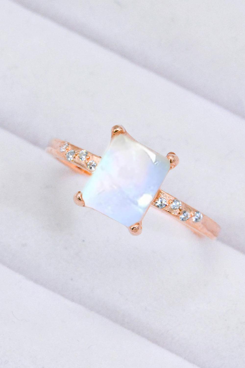 Square Moonstone Ring BLUE ZONE PLANET