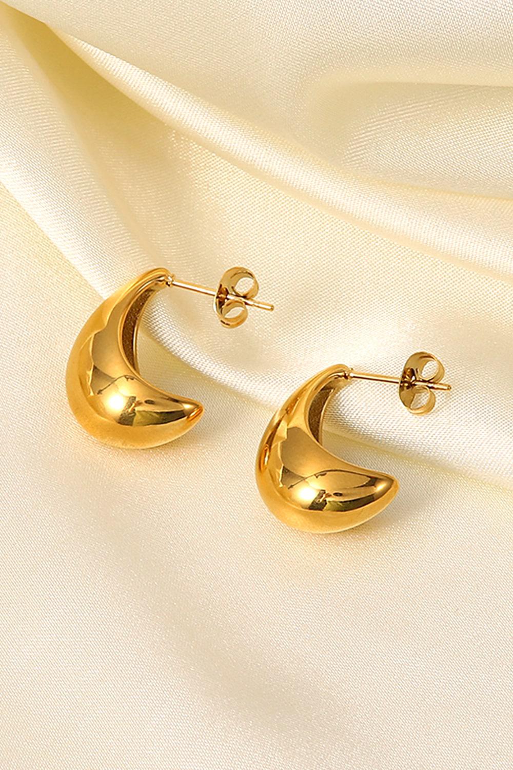 Stainless Steel C-Hoop Earrings-EARRINGS-[Adult]-[Female]-Gold-One Size-2022 Online Blue Zone Planet