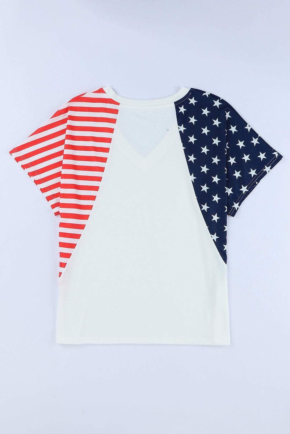 Stars and Stripes V-Neck Tee Shirt BLUE ZONE PLANET