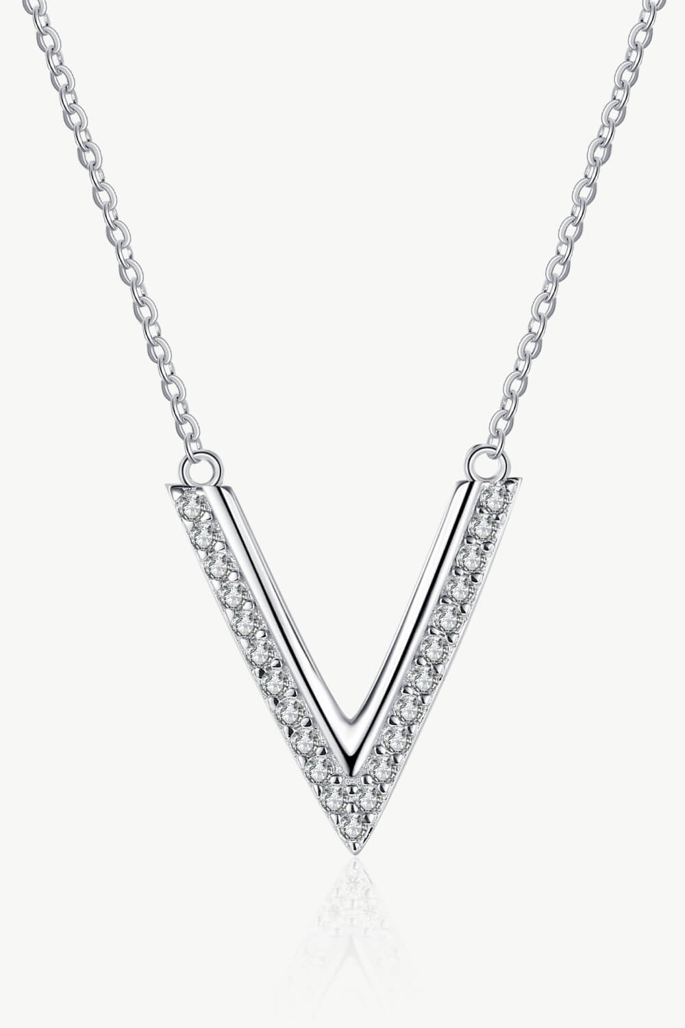 Sterling Silver V Letter Pendant Necklace-TOPS / DRESSES-[Adult]-[Female]-Silver-One Size-2022 Online Blue Zone Planet
