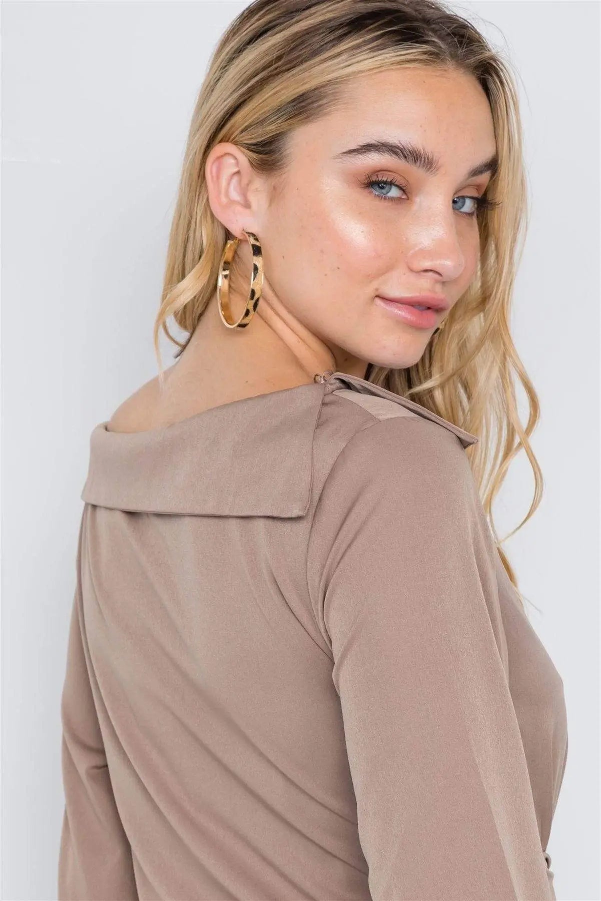 Straight Neck Solid Front-tie Dress Blue Zone Planet