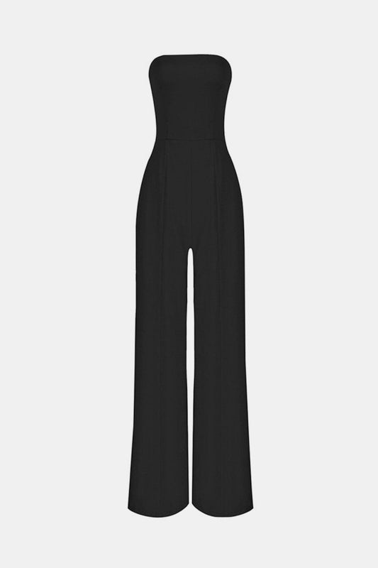 Strapless High Waisted Wide Leg Jumpsuit BLUE ZONE PLANET