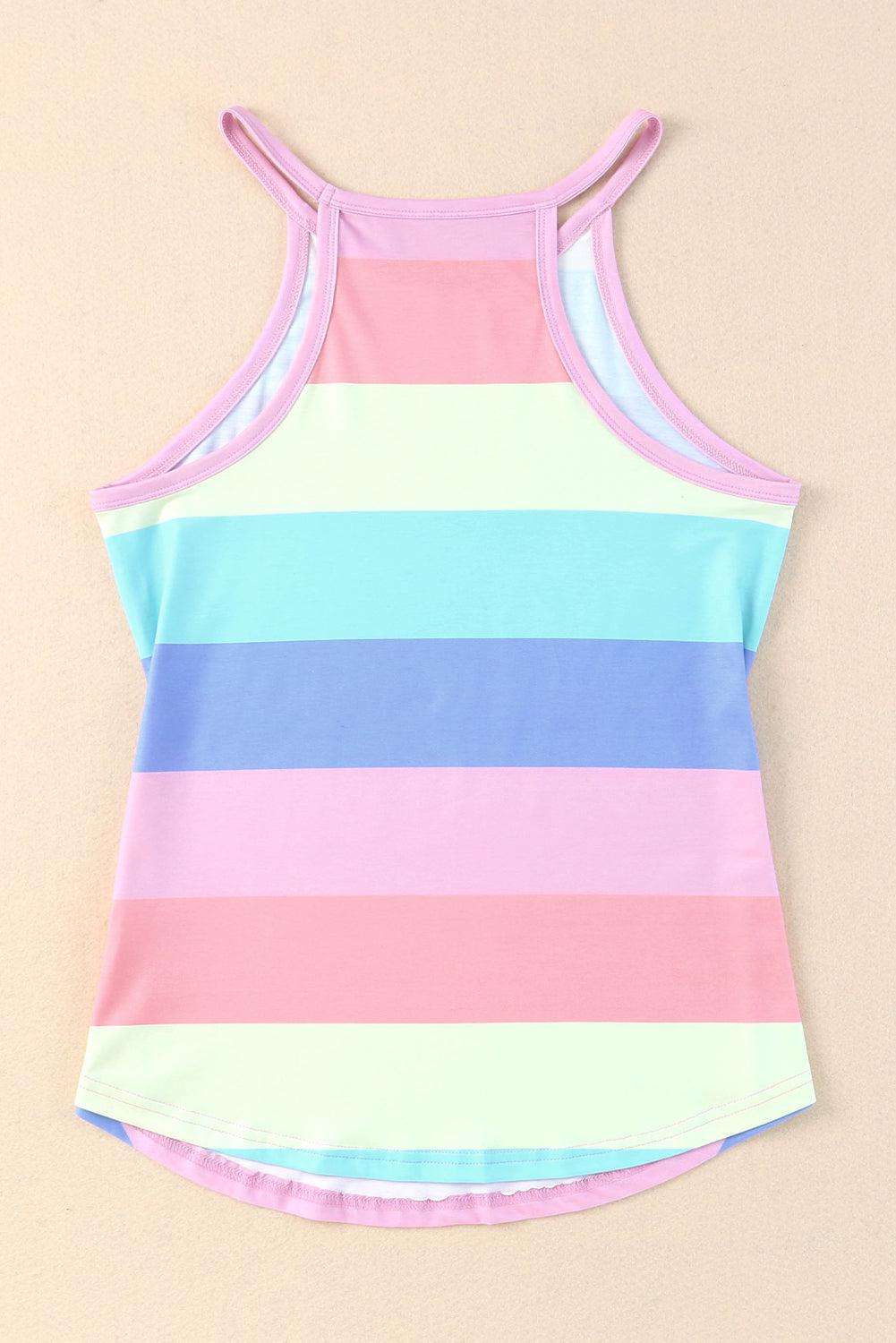 Striped Curved Hem Tank BLUE ZONE PLANET