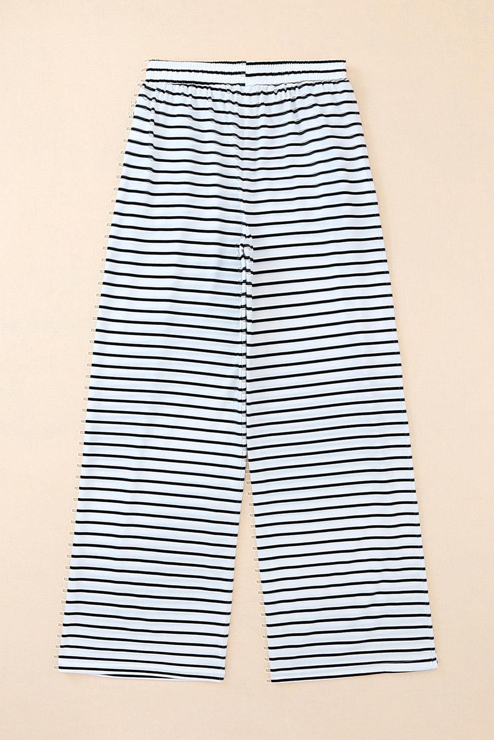 Striped Drawstring Waist Wide Leg Pants BLUE ZONE PLANET