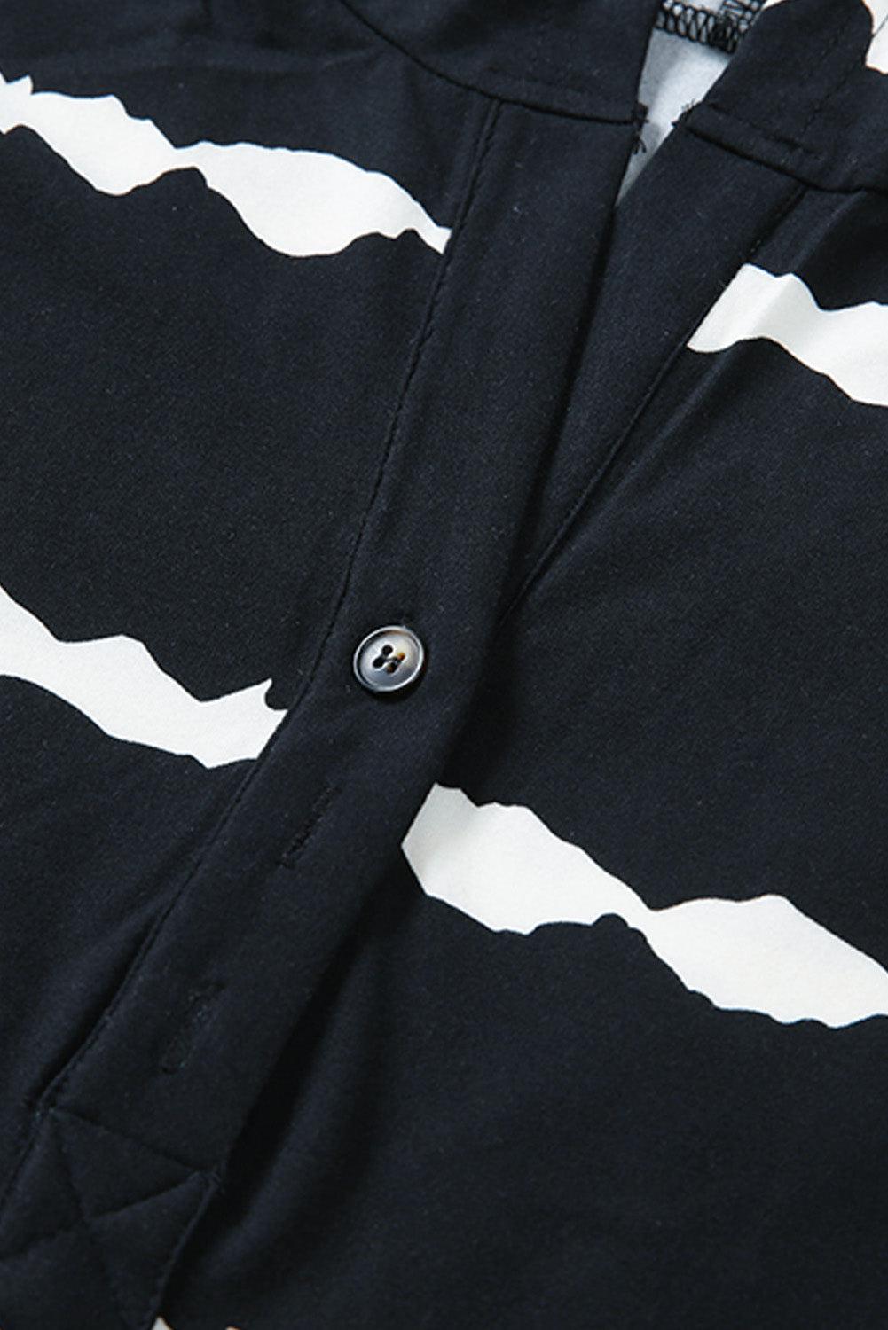 Striped Half-Button Drawstring Hoodie-Tops / Dresses-[Adult]-[Female]-2022 Online Blue Zone Planet