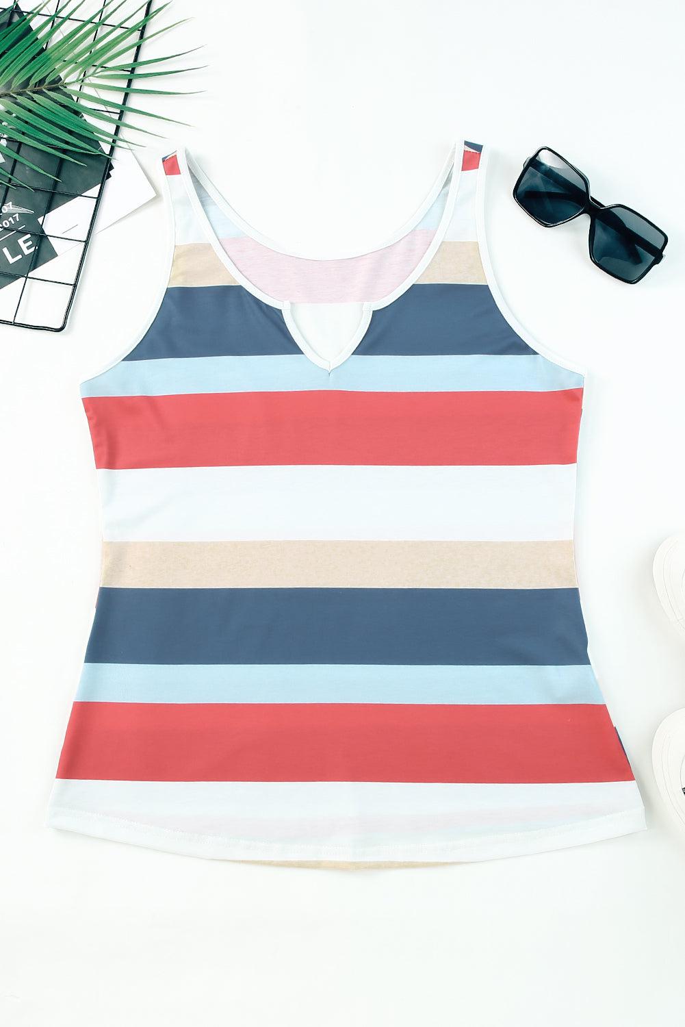 Striped Notched Neck Tank BLUE ZONE PLANET