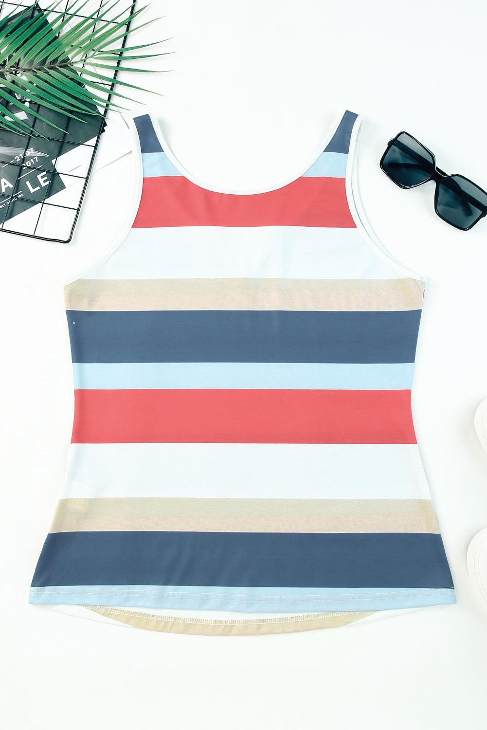 Striped Notched Neck Tank BLUE ZONE PLANET