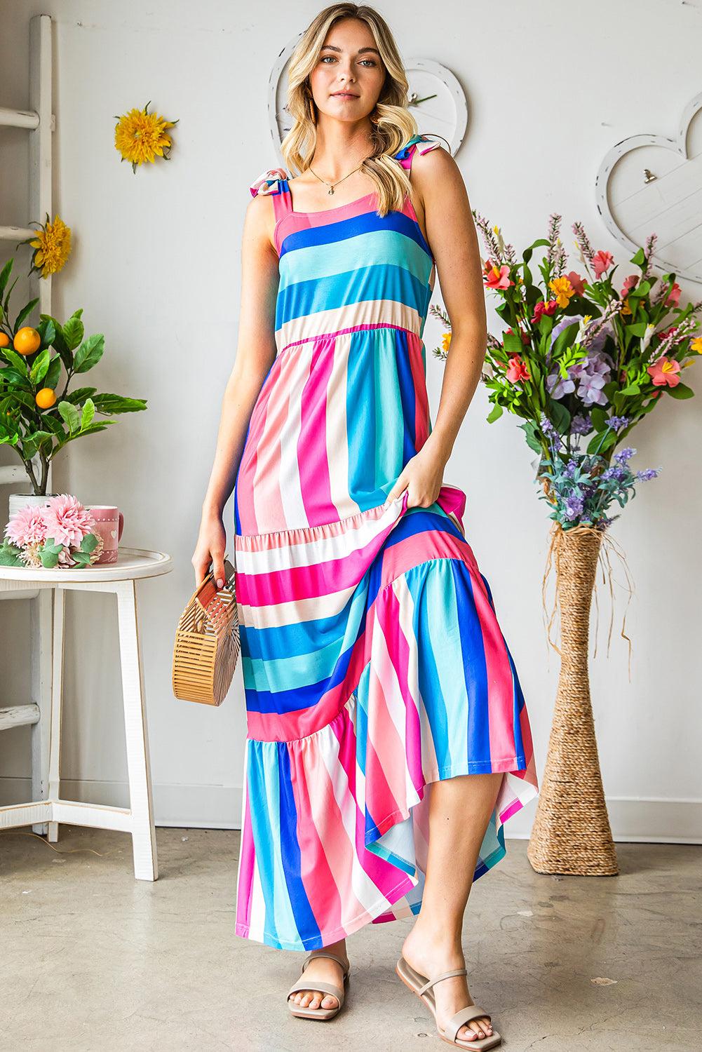 Striped Sleeveless Maxi Dress BLUE ZONE PLANET