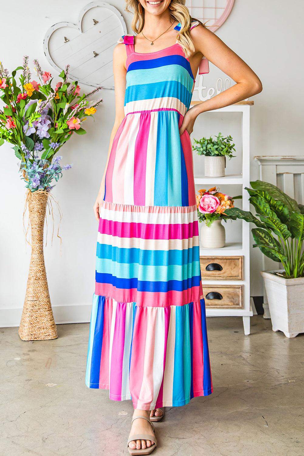 Striped Sleeveless Maxi Dress BLUE ZONE PLANET