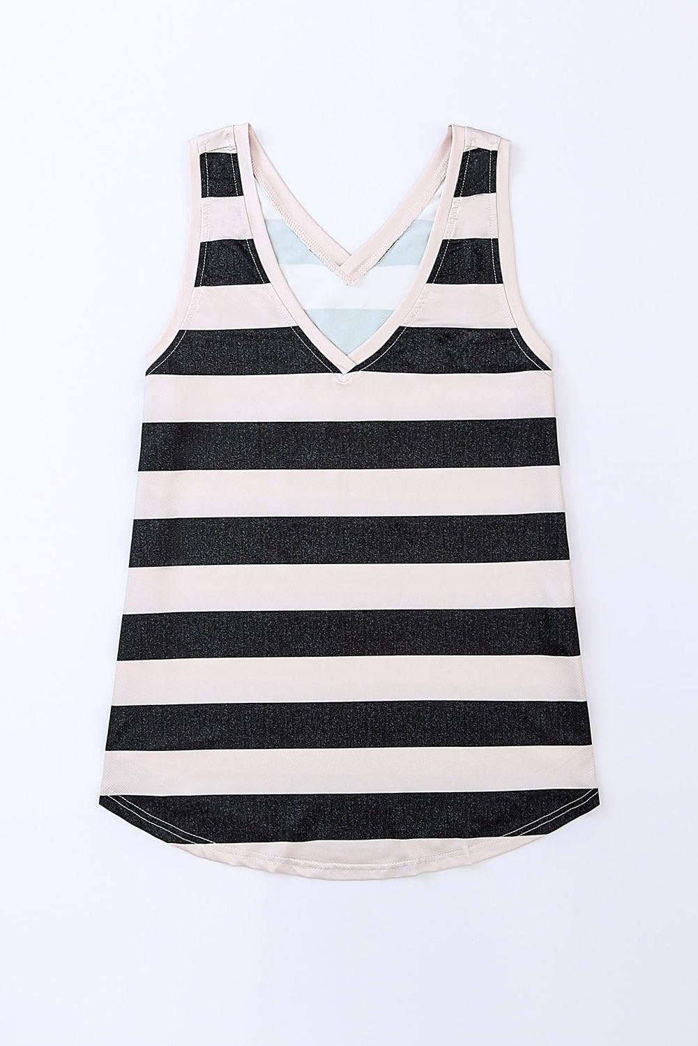 Striped V-Neck Tank BLUE ZONE PLANET