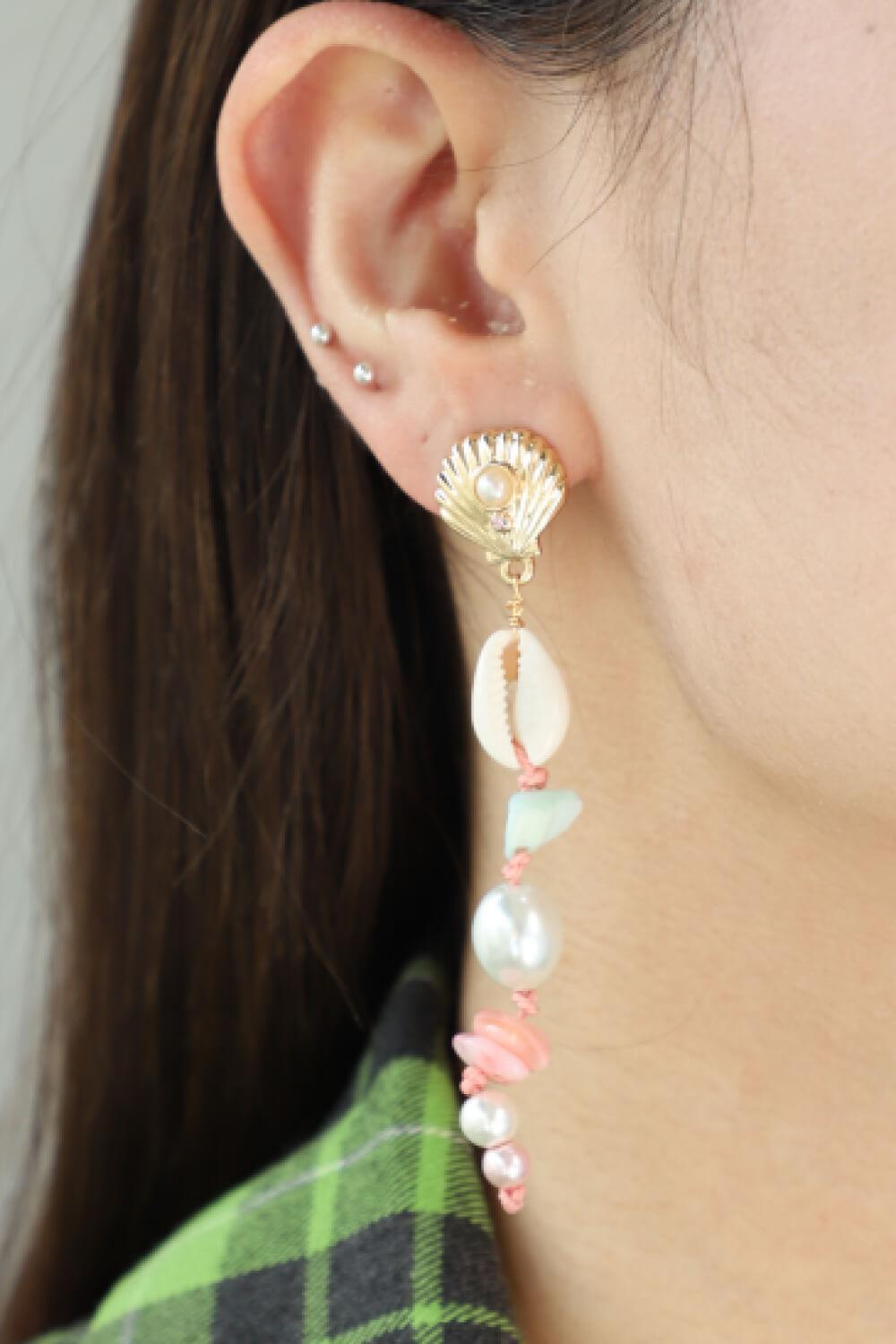 Synthetic Pearl Shell Drop Earrings BLUE ZONE PLANET