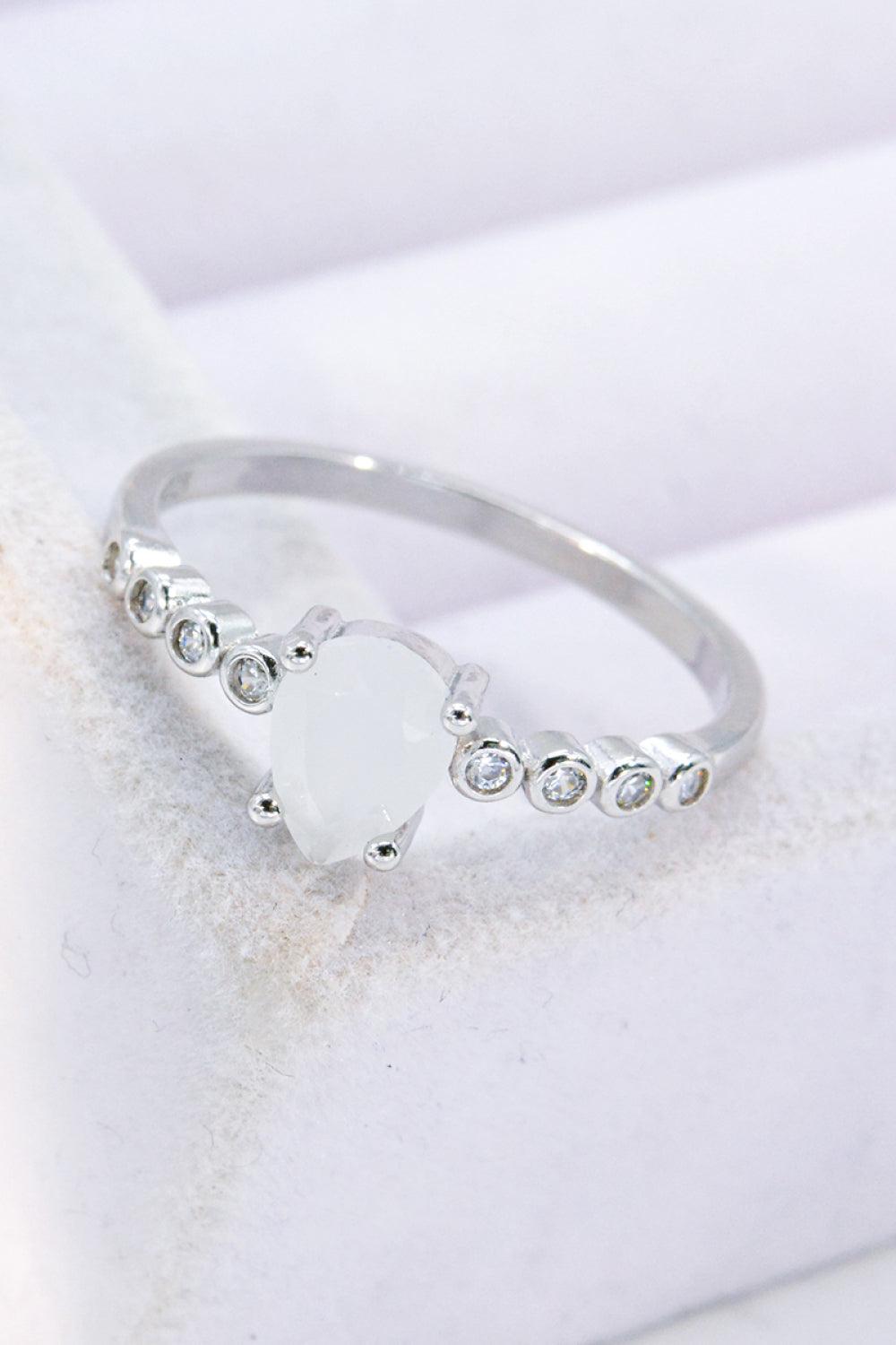 Teardrop Natural Moonstone Ring BLUE ZONE PLANET