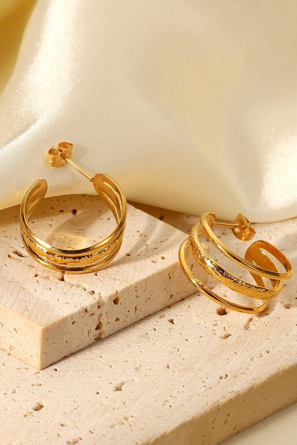 Three Is Better Than One C-Hoop Earrings-TOPS / DRESSES-[Adult]-[Female]-Gold-One Size-Blue Zone Planet