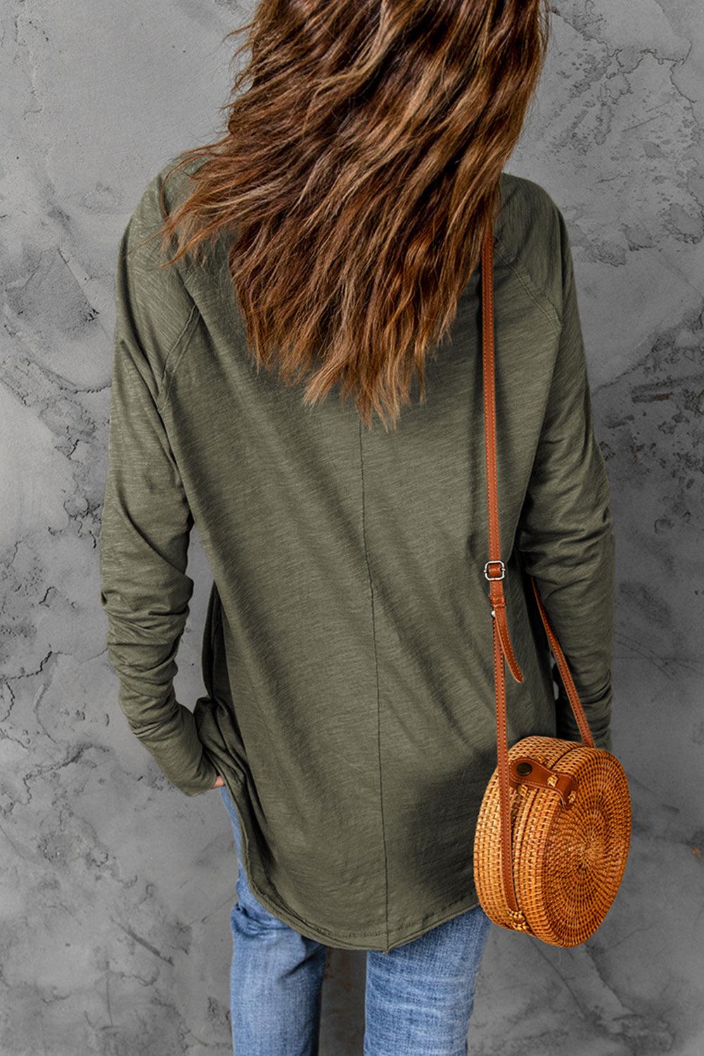 Thumbhole Long Sleeve Round Neck Top-TOPS / DRESSES-[Adult]-[Female]-2022 Online Blue Zone Planet