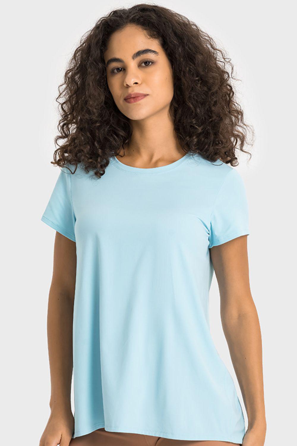 Tie Back Short Sleeve Sports Tee BLUE ZONE PLANET