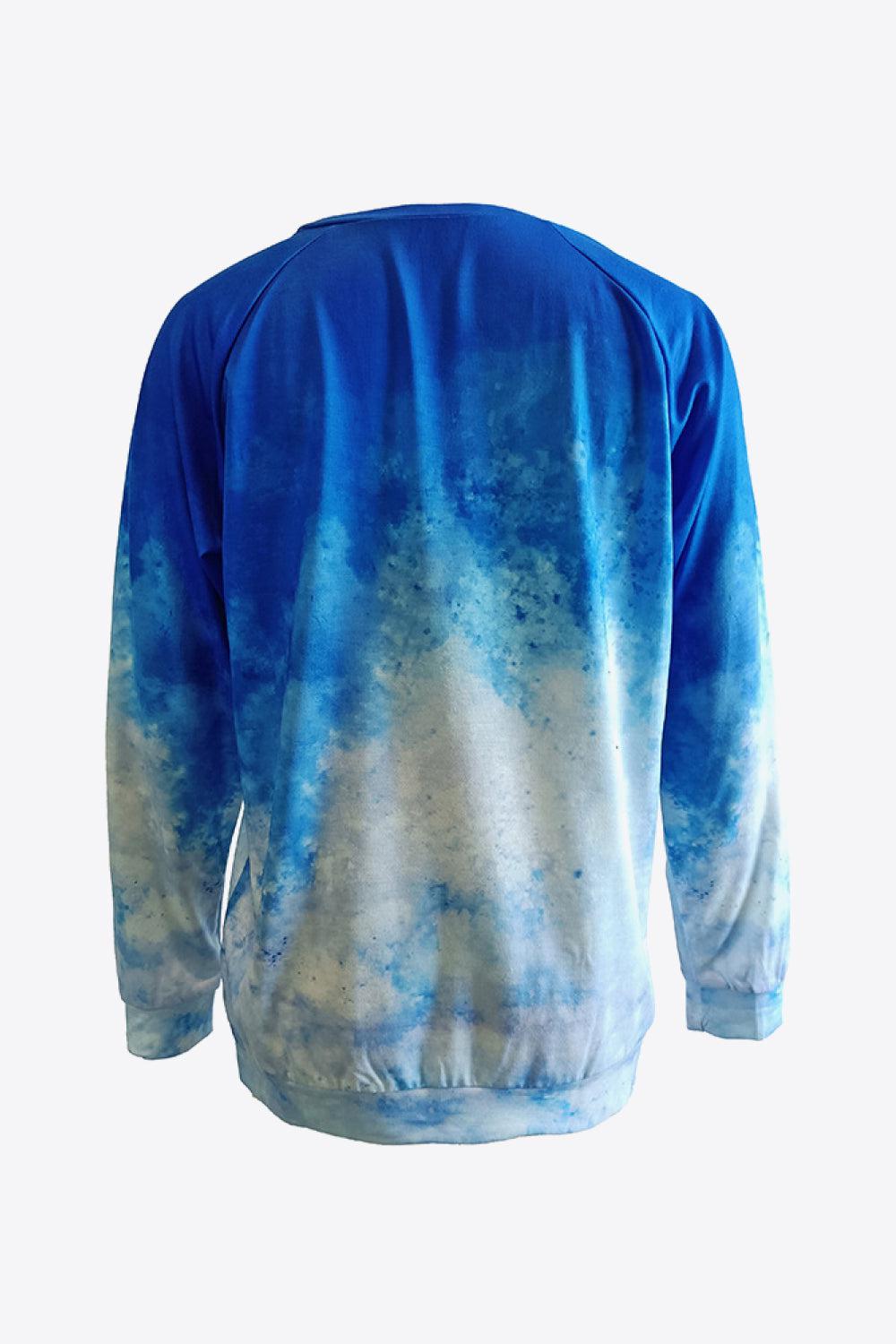 Tie-Dye Butterfly Graphic Raglan Sleeve Sweatshirt BLUE ZONE PLANET