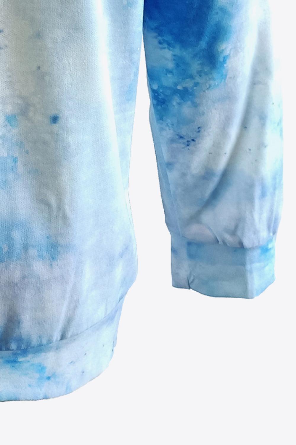 Tie-Dye Butterfly Graphic Raglan Sleeve Sweatshirt BLUE ZONE PLANET