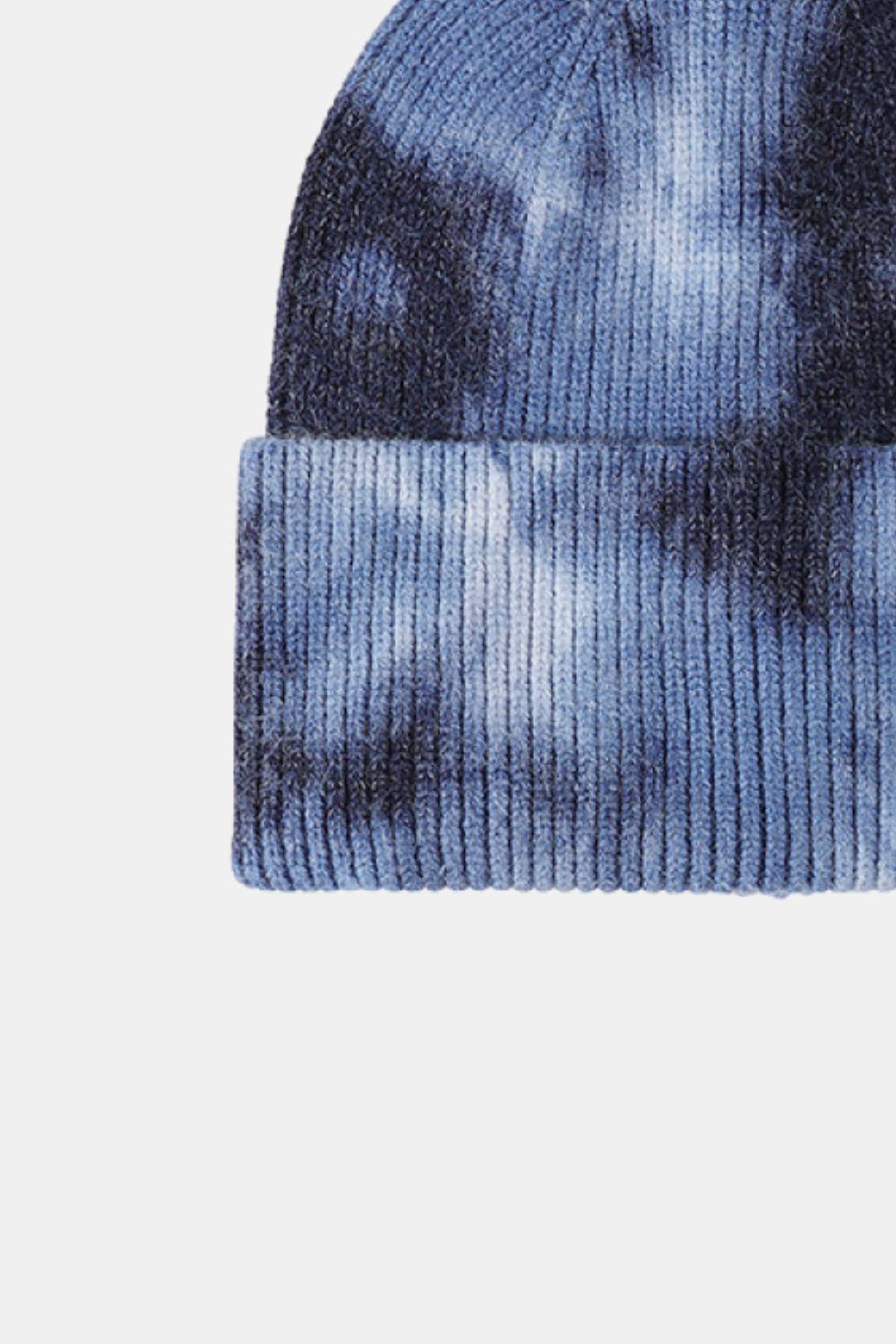 Tie-Dye Cuffed Rib-Knit Beanie Hat BLUE ZONE PLANET