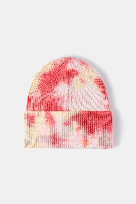 Tie-Dye Cuffed Rib-Knit Beanie Hat BLUE ZONE PLANET