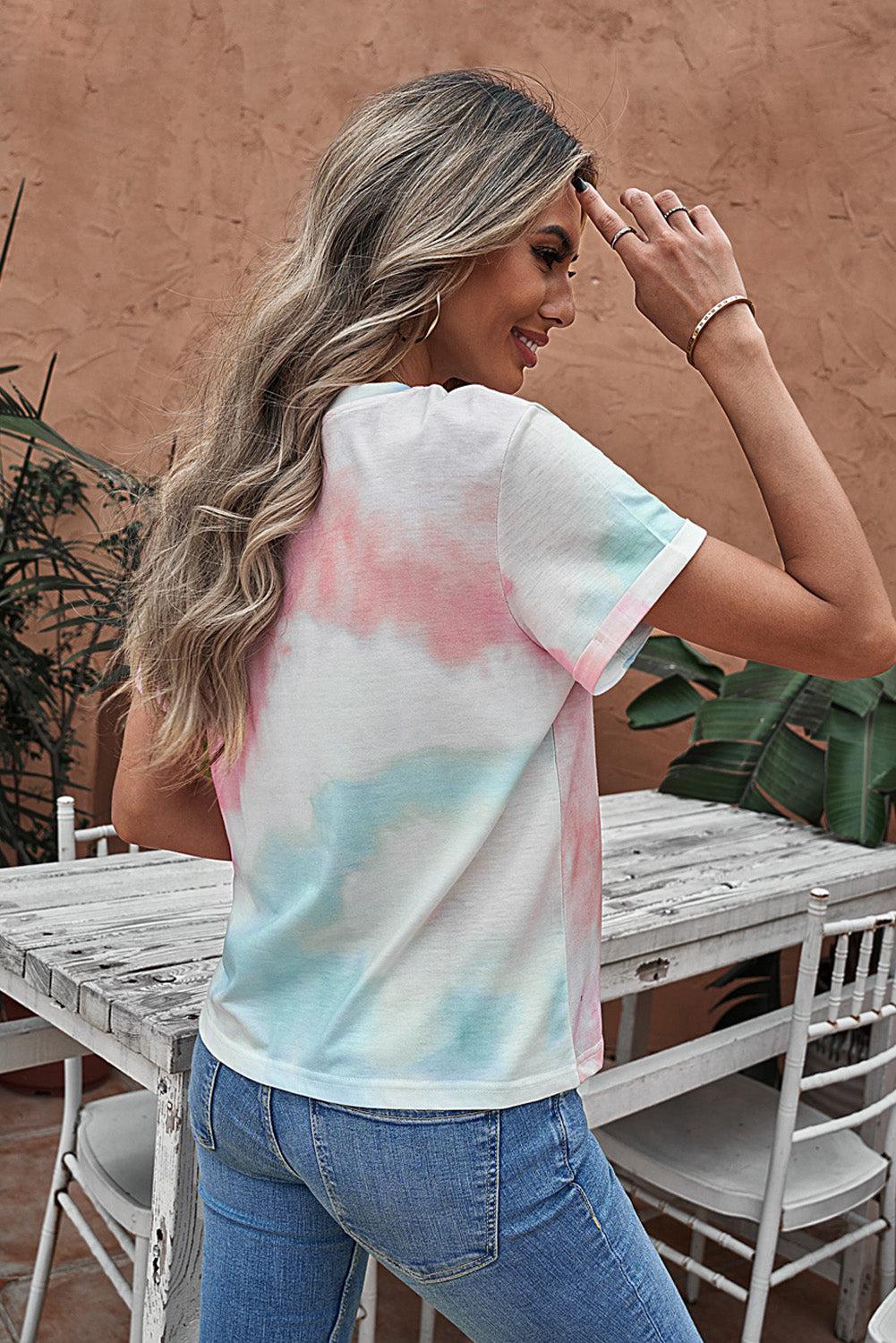Tie-Dye Graphic Tee Shirt-TOPS / DRESSES-[Adult]-[Female]-2022 Online Blue Zone Planet