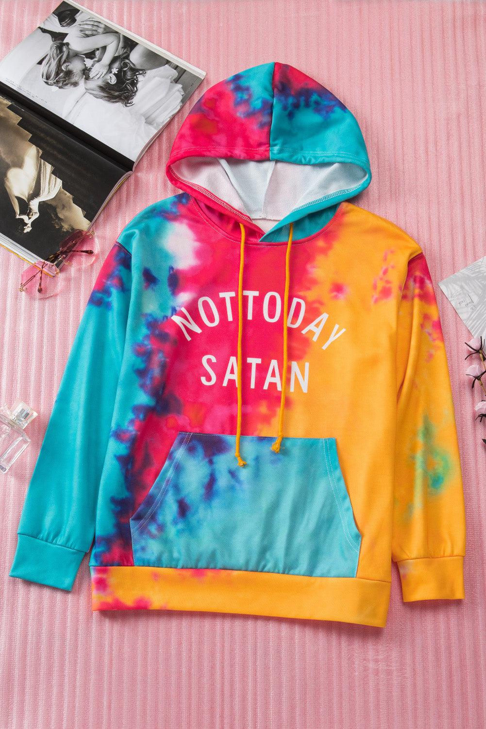 Tie-Dye NOT TODAY SATAN Hoodie BLUE ZONE PLANET