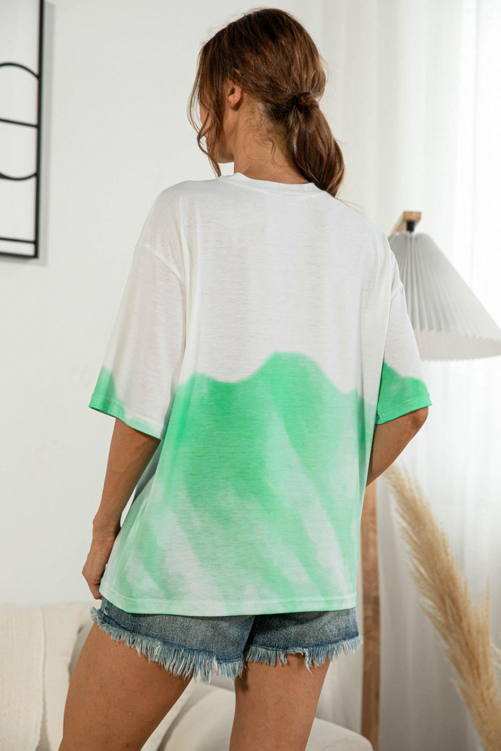 Tie-Dye Round Neck Tee Shirt BLUE ZONE PLANET