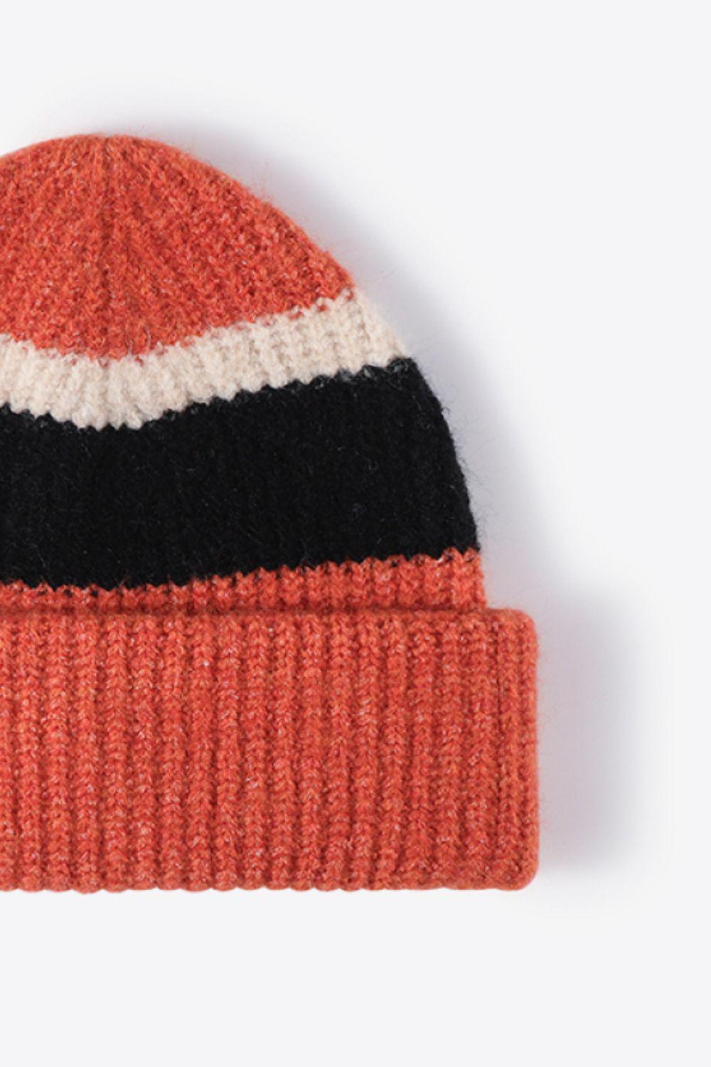 Tricolor Cuffed Knit Beanie BLUE ZONE PLANET