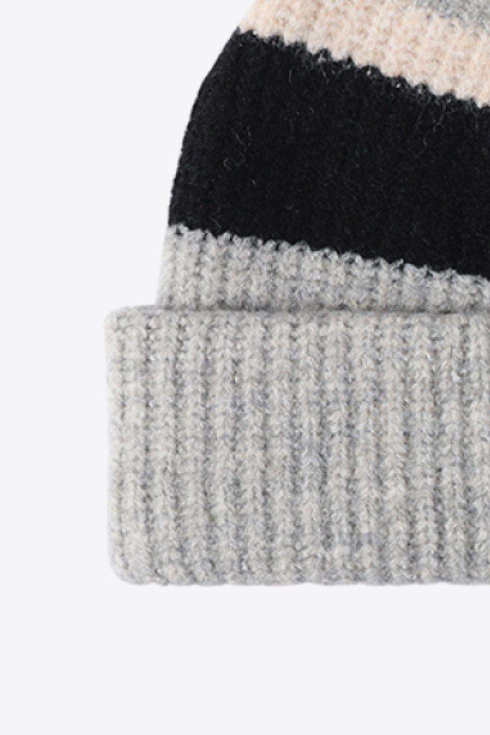 Tricolor Cuffed Knit Beanie-Beanies-[Adult]-[Female]-2022 Online Blue Zone Planet