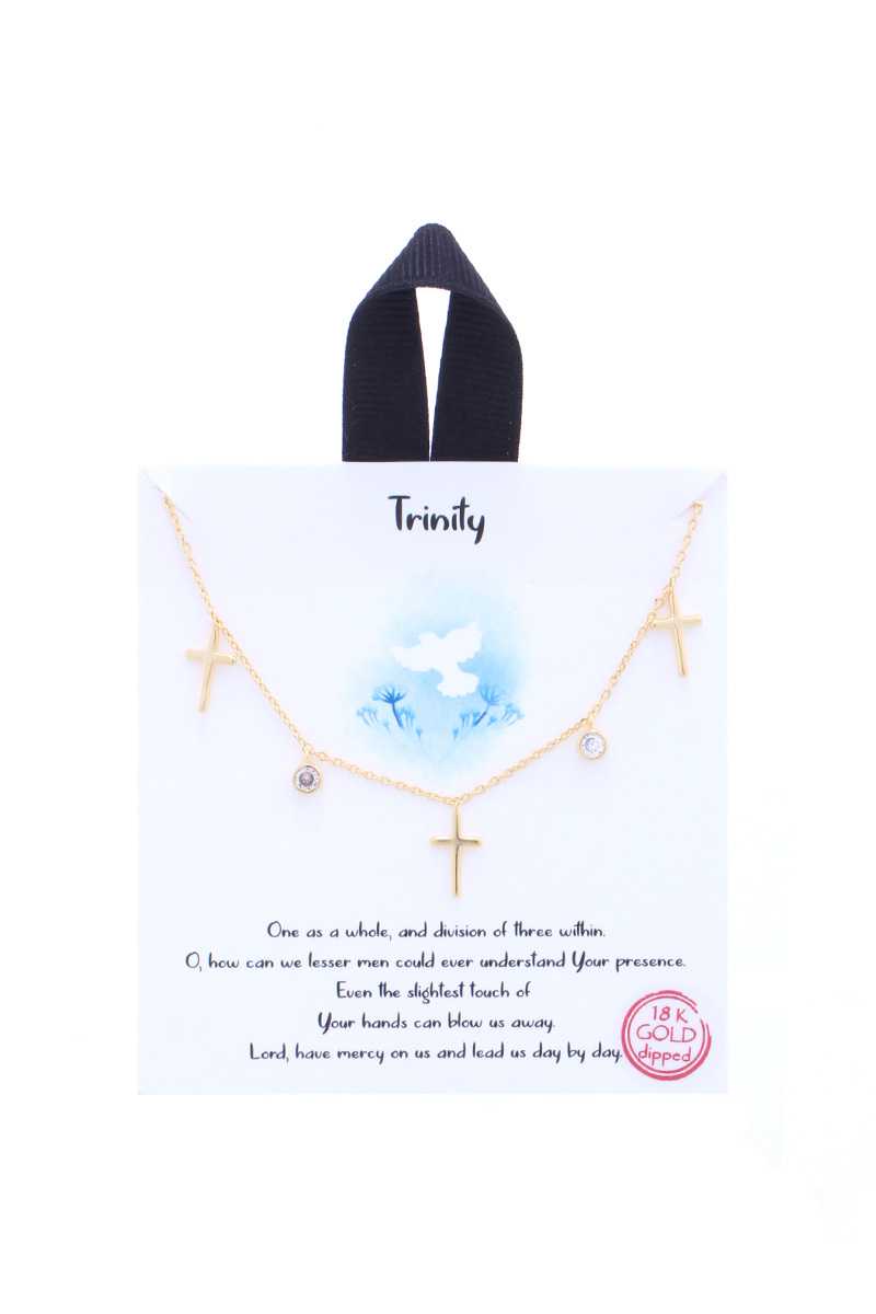 Trinity Cross Necklace-NECKLACES-[Adult]-[Female]-Gold-Blue Zone Planet