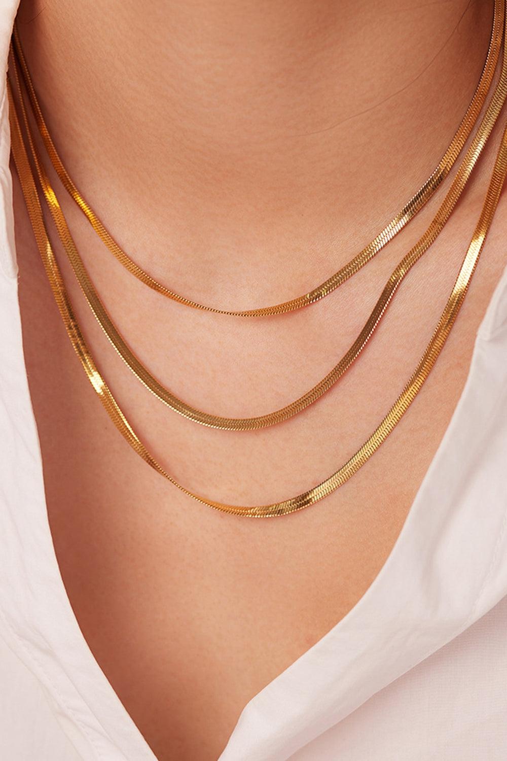 Triple-Layered Snake Chain Necklace-Necklaces-[Adult]-[Female]-Gold-One Size-2022 Online Blue Zone Planet