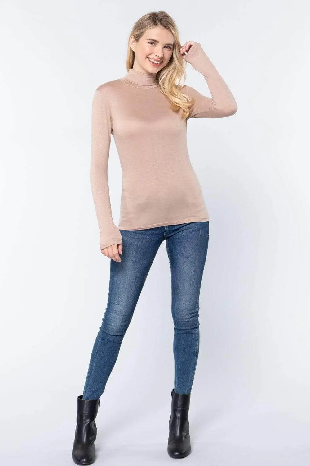 Turtle Neck Rayon Jersey Top Blue Zone Planet