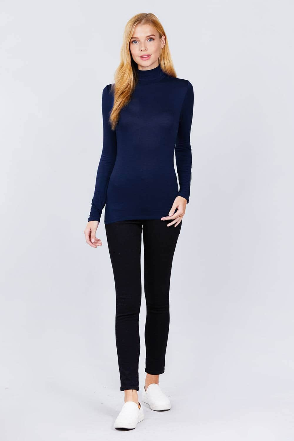 Turtle Neck Rayon Jersey Top Blue Zone Planet