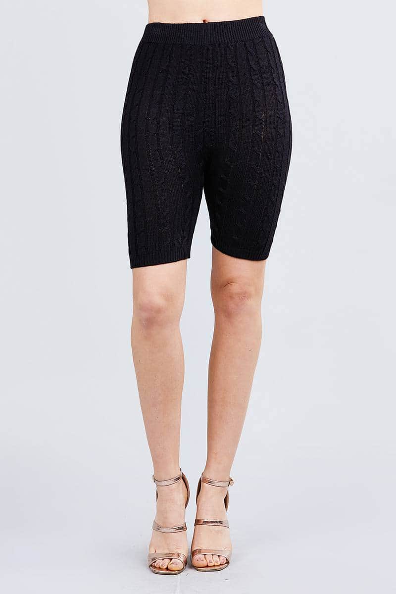 Twisted Effect Bermuda Length Sweater Shorts-[Adult]-[Female]-Blue Zone Planet