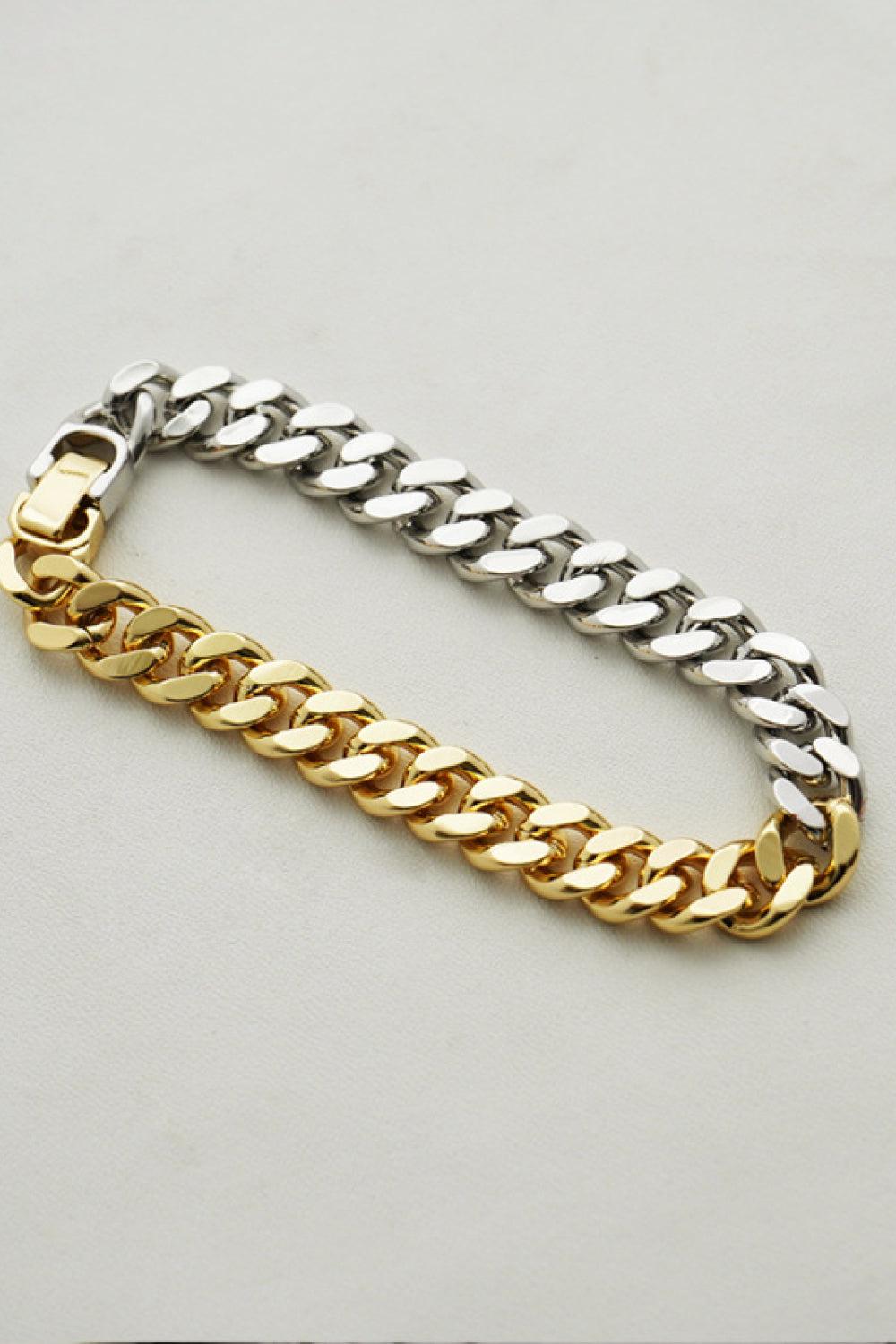 Two-Tone Chunky Chain Bracelet-TOPS / DRESSES-[Adult]-[Female]-Gold/Silver-One Size-2022 Online Blue Zone Planet