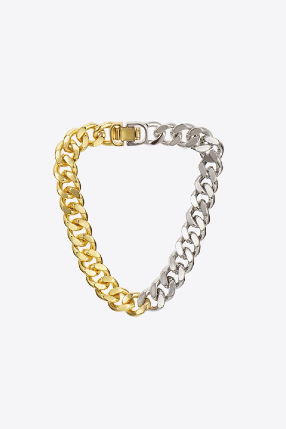 Two-Tone Chunky Chain Bracelet-TOPS / DRESSES-[Adult]-[Female]-Gold/Silver-One Size-2022 Online Blue Zone Planet