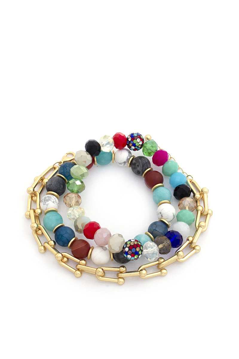 U Link Stone Beaded Bracelet Set. Blue Zone Planet