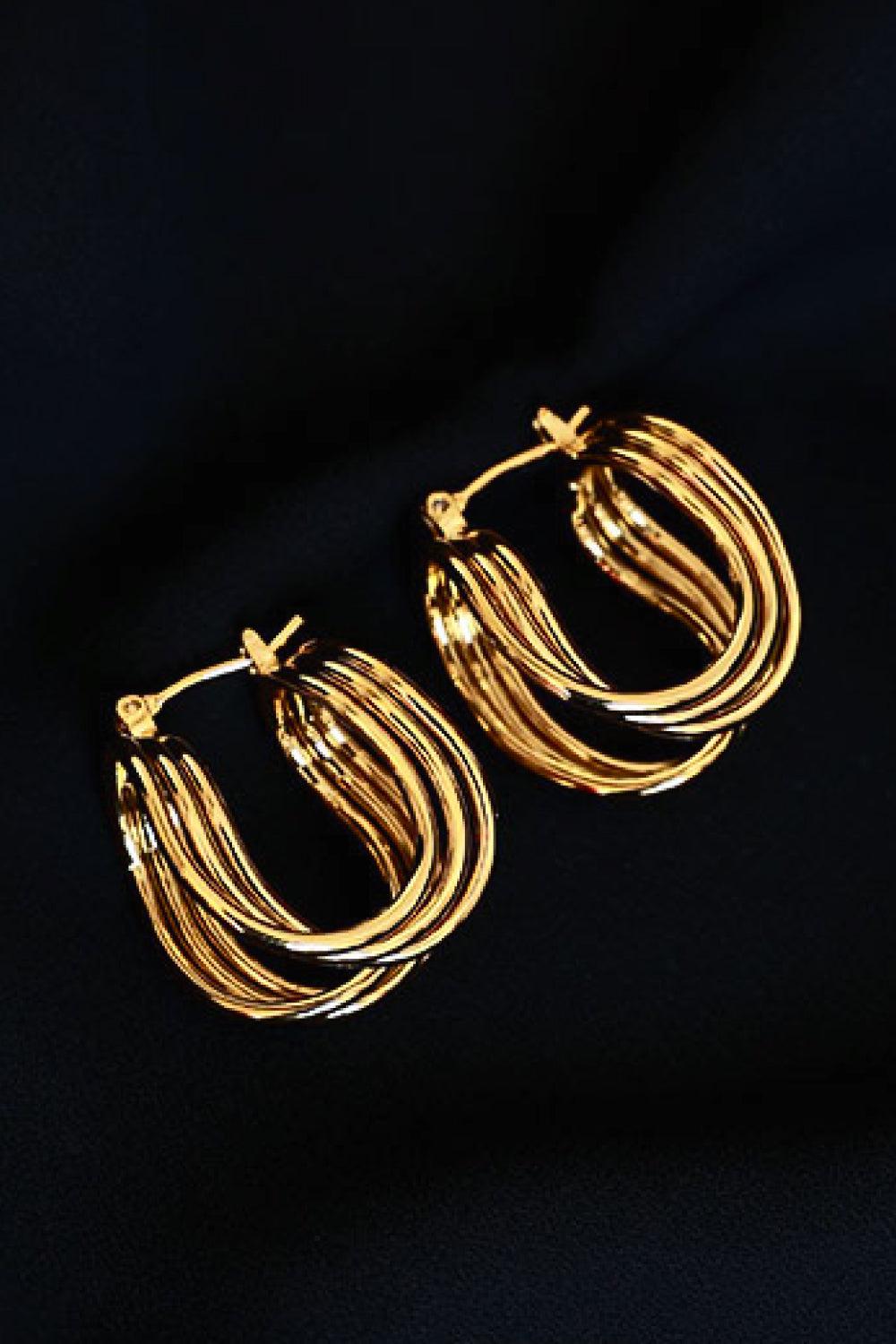 U-Shaped Hoop Earrings-TOPS / DRESSES-[Adult]-[Female]-Gold-One Size-2022 Online Blue Zone Planet