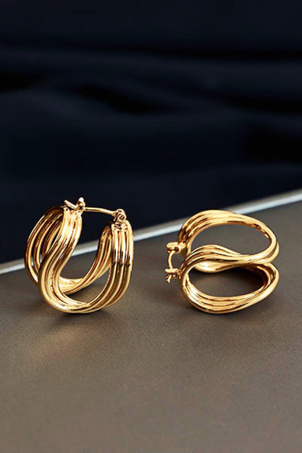 U-Shaped Hoop Earrings-TOPS / DRESSES-[Adult]-[Female]-Gold-One Size-2022 Online Blue Zone Planet