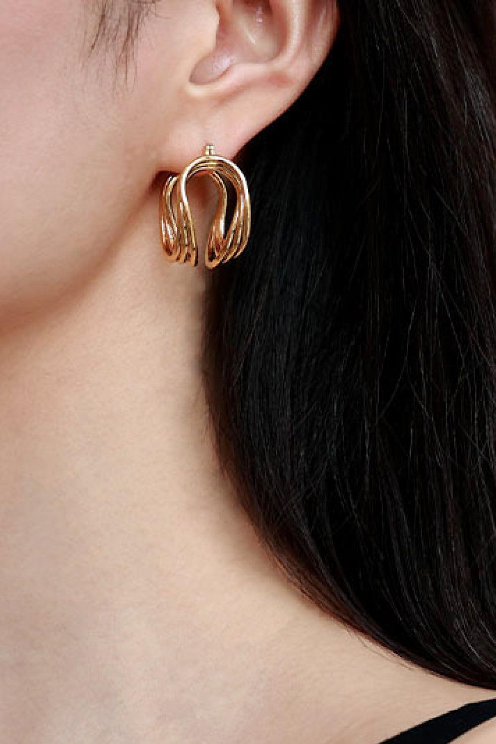 U-Shaped Hoop Earrings-TOPS / DRESSES-[Adult]-[Female]-Gold-One Size-2022 Online Blue Zone Planet