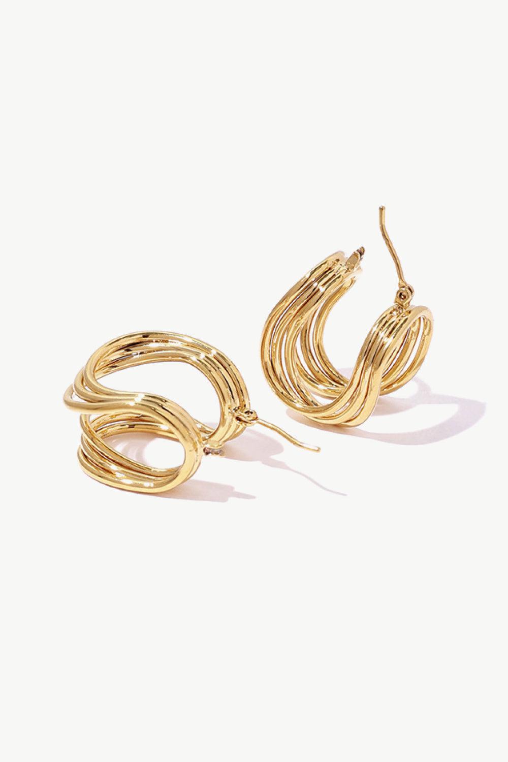 U-Shaped Hoop Earrings-TOPS / DRESSES-[Adult]-[Female]-Gold-One Size-2022 Online Blue Zone Planet