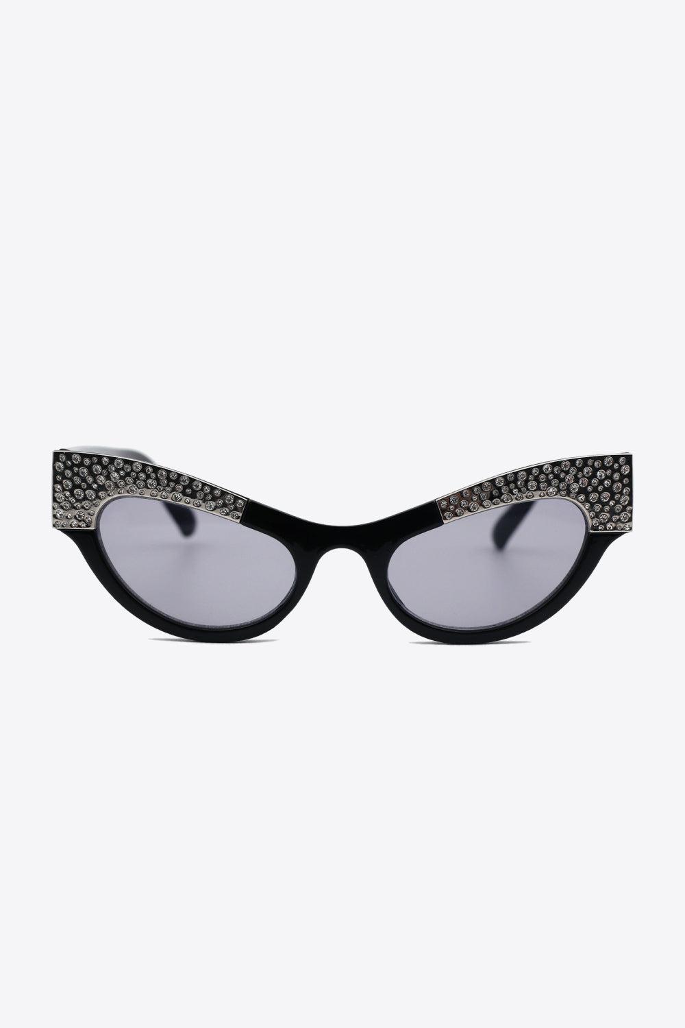 UV400 Rhinestone Trim Cat-Eye Sunglasses BLUE ZONE PLANET