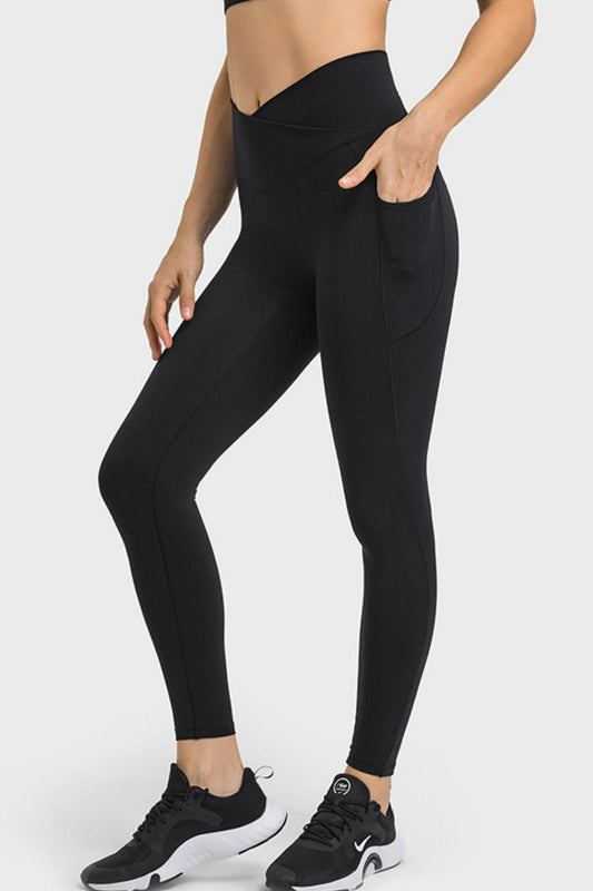 V-Waist Yoga Leggings with Pockets BLUE ZONE PLANET